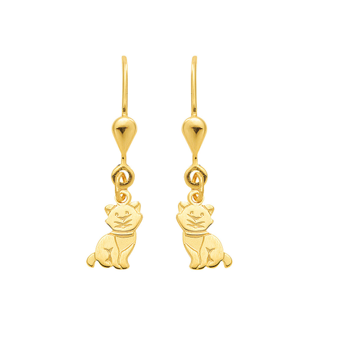 Gold Ohrhänger mit zwei süßen Katzen