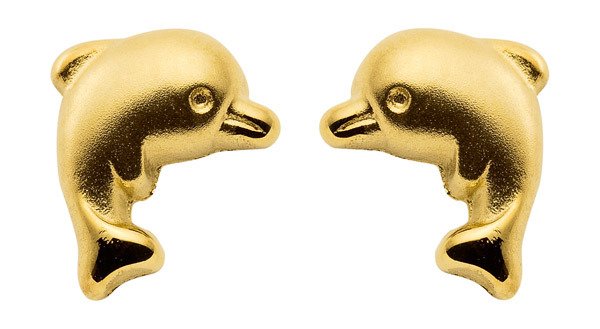 Delphin Ohrstecker in Gold 5,7x6,8 mm