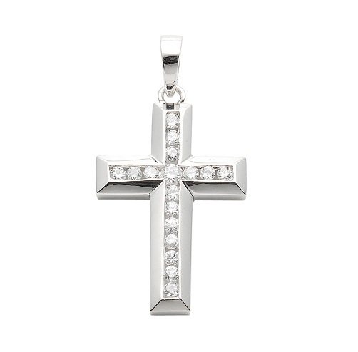 Silber Kreuz 22,7 mm Länge mit Zirkoniabesatz