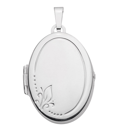 925 Silber Medallion oval mit Blüten Gravur