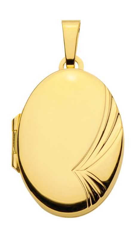 333 Gelbgold Medallion oval poliert Gravur