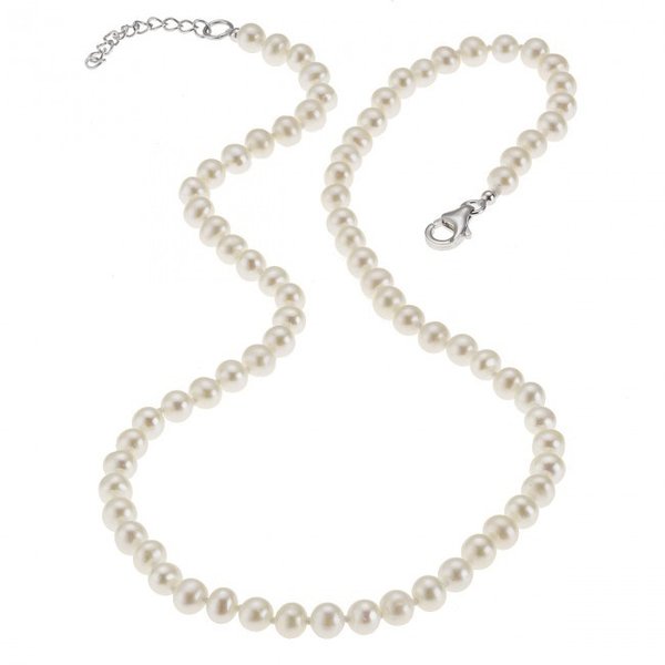 Perlenkette ca. 5mm Süßwasserzuchtperle Silber