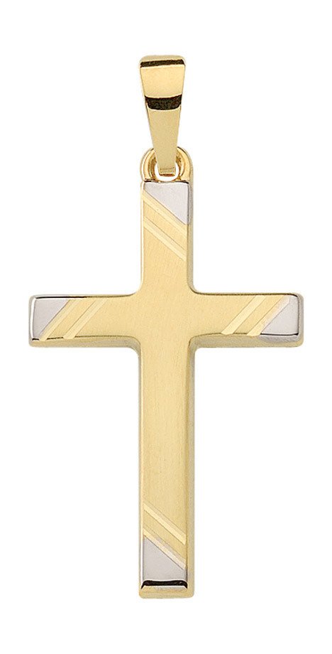 Gold Kreuz Anhänger bicolor Design