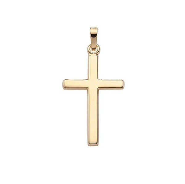 Glatt polierter Kettenanhänger Kreuz in Gold