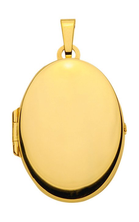 Glänzendes ovales Medaillon in 585 Gold 21x28mm