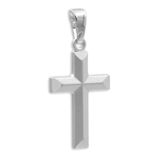 Silber Kreuz in 925 Silber seidenmatt/diamantiert