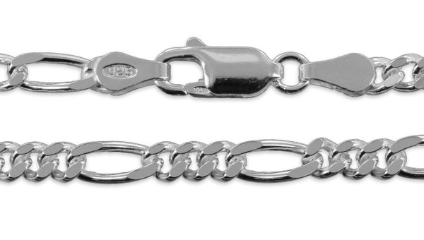925 Silber Figaro Armband  4 mm Breite