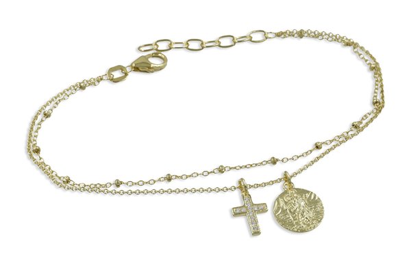 Armband Christophorus mit Kreuz Silber vergoldet