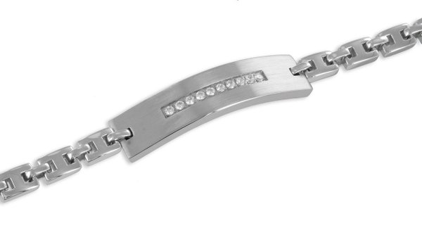 Edelstahl Armband mit Zirkonia Schild 43x10mm