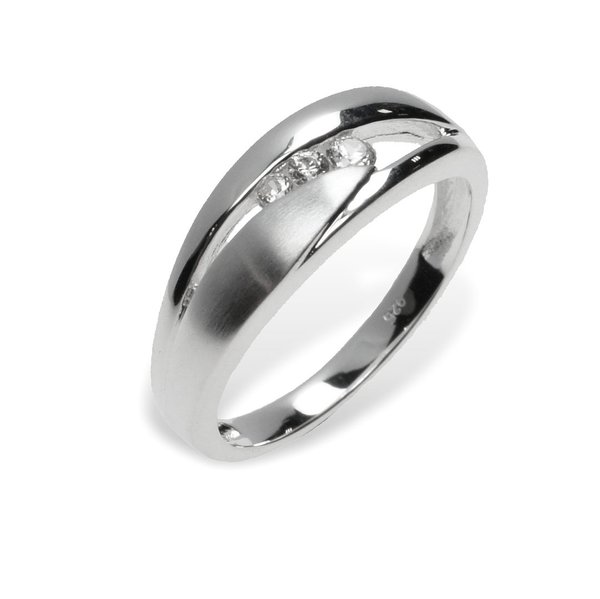 Silber Ring mit Zirkonia matt/glänzend