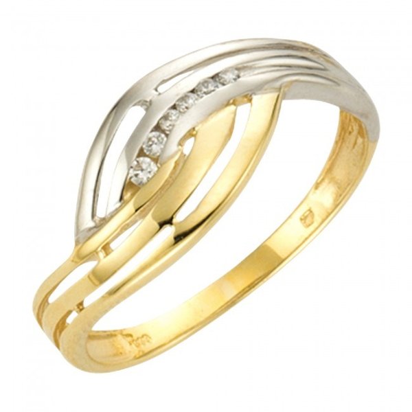 Bicolor Zirkonia Ring in echtem 333 Gold