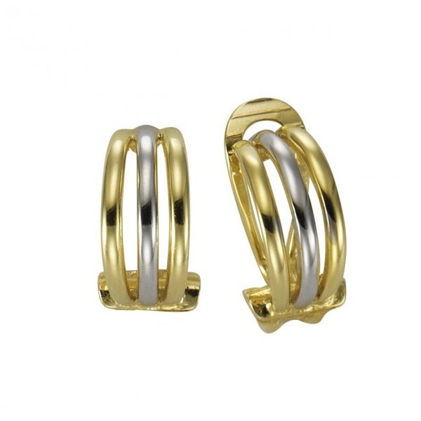 Gold Ohrclips 7,3 mm breit bicolor