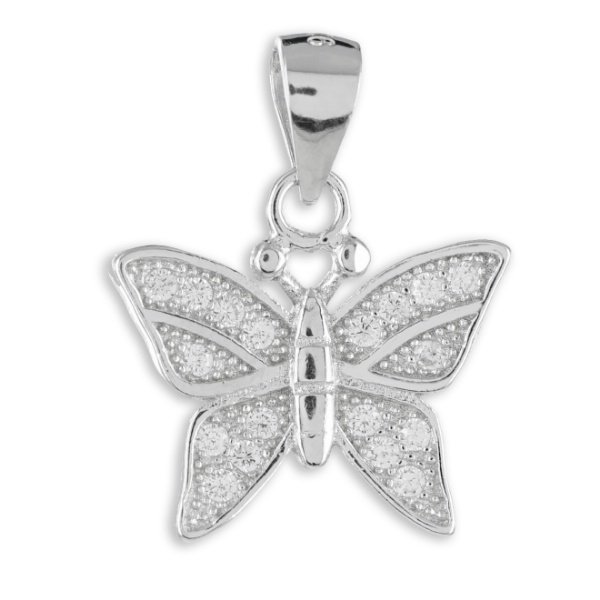 Schmetterling Kettenanhänger in Silber mit Zirkonia