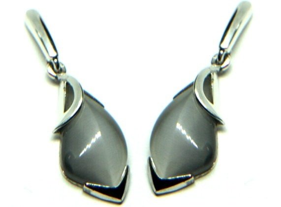 Ohrhänger mit grauen Achat in Silber