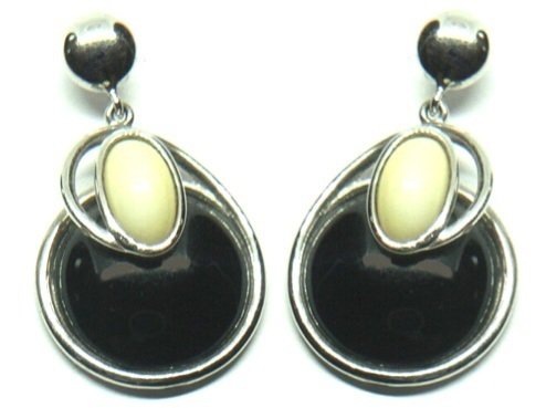 Ohrhänger mit schwarzen Onyx und Aragonit Silber