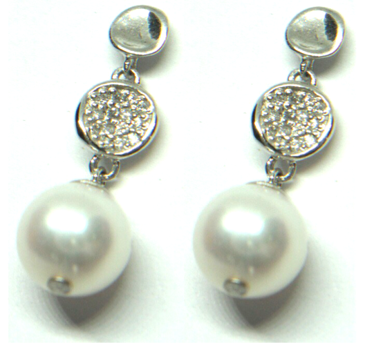 Perlen Ohrhänger mit Zirkonia in Silber