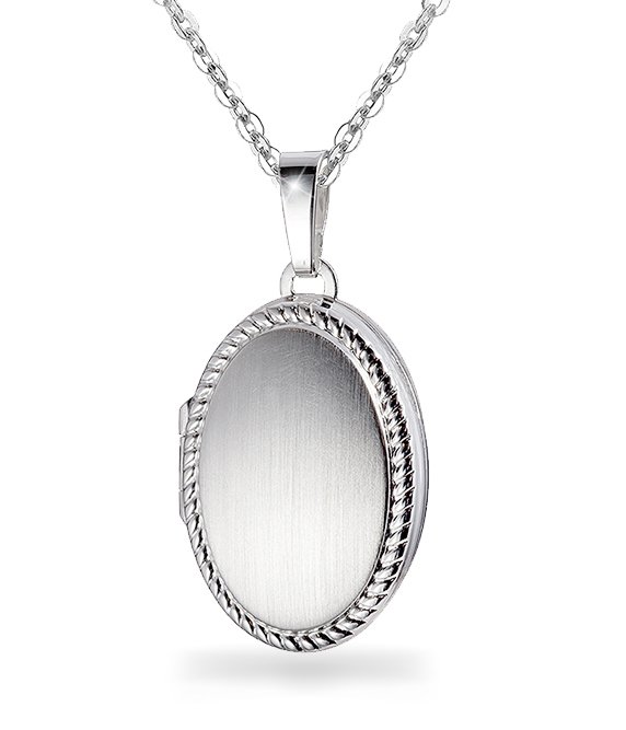Teilmattiertes Ovales Silber Medaillon 23mm groß