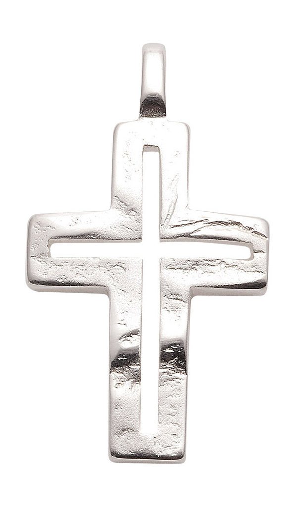 Kreuzanhänger 925 Silber gehämmertes Design