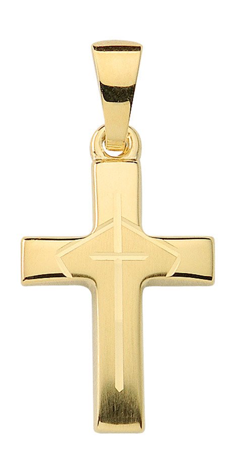 Gold Kreuz mit Schliff teilmattiert