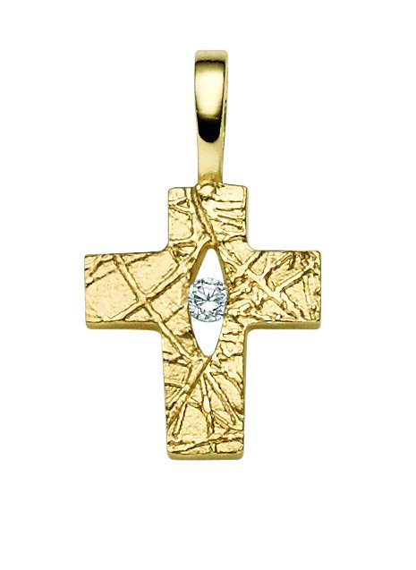Kleines 333 Gold Kreuz mit Zirkonia 1,64 cm