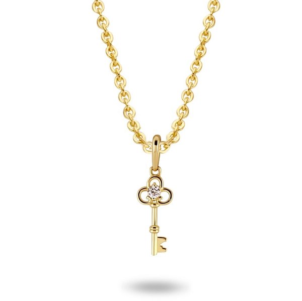 Collier Schlüssel mit Zirkonia Gold 585